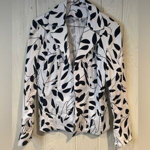 Ravel Black and White Leaf Print Blazer